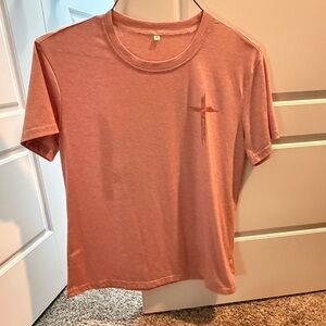Peach T-Shirt with Cross Design